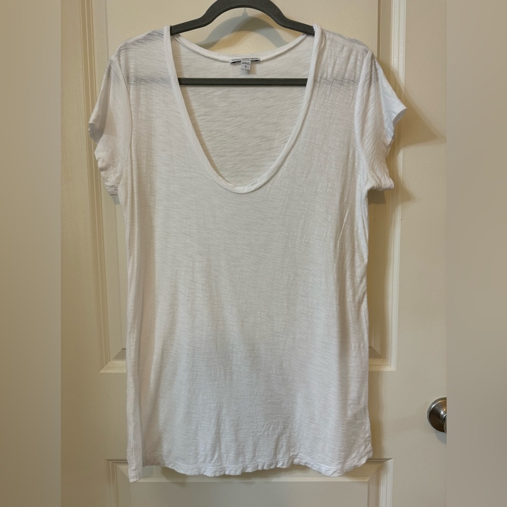 White V-Neck Women's Top